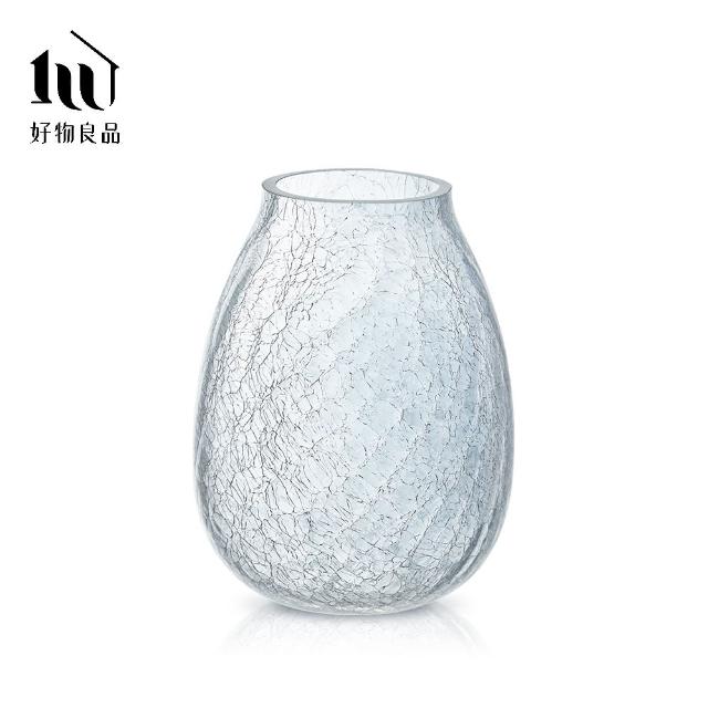 【好物良品】矮款_家居輕奢透明冰裂玻璃花瓶(花藝花器 插花裝飾品 桌面餐桌擺飾)