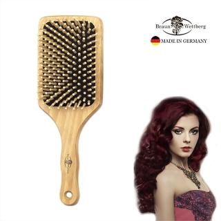 【BRAUN WETTBURG 珀薇】德國製 好好握方形圓珠大木齒氣墊梳(頭皮放鬆了頭髮好亮澤)