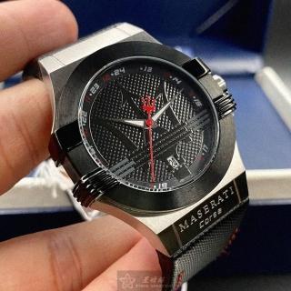 【MASERATI 瑪莎拉蒂】瑪莎拉蒂男女通用錶型號R8851108001(黑色錶面銀錶殼深黑色真皮皮革錶帶款)