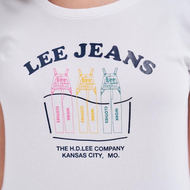 【Lee】出清品-女裝 短袖T恤 / 彩色工作褲 經典白 標準版型(LL210166K14)