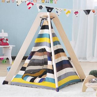 【寵物愛家】福利品-火箭平頂多采條紋設計款寵物帳蓬(寵物帳篷)