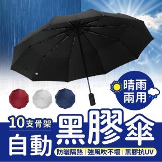 【Finger Pop 指選好物】十骨黑膠傘(抗風傘 黑膠傘 自動傘 防曬傘 防紫外線)