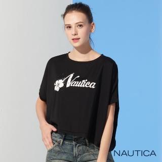 【NAUTICA】女裝美式寬版品牌LOGOT恤(黑)