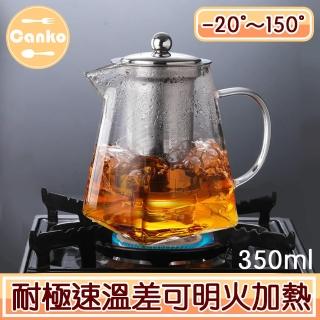 【Canko康扣】耐熱玻璃濾茶壺/明火加熱創意方形茶壺(350ml)