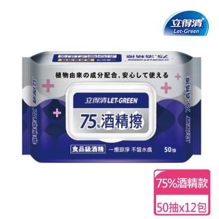 【立得清】酒精擦濕巾75% 50抽x12包(酒精擦 濕紙巾)