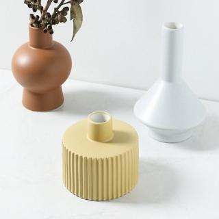 【JEN】北歐莫蘭迪陶瓷花瓶花器桌面居家擺飾裝飾(黃)