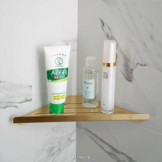 【帕斯特收納生活】304不鏽鋼浴室免釘三角壁掛收納架 轉角沐浴乳 洗髮乳置物瀝水架(輕奢金款)