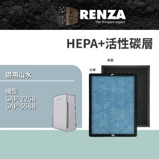 【RENZA】山水 Sansui 適用SAP-2258 SAP-5588 空氣清淨機 SAP2258 2合1濾網(可替代 SANSUI SAP2258)