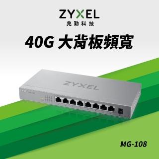 【ZyXEL 合勤】8埠2.5G無網管Multi Gigabit交換器(MG-108)