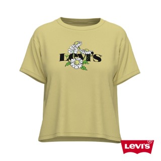 【LEVIS】女款 短袖學院T恤 / 中短版方正寬袖版型 / 雛菊復古Logo 熱賣單品