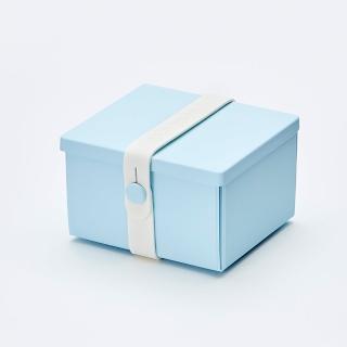 【丹麥 uhmm】環保摺疊點心盒 840ml－淺藍色餐盒 x 純白色扣環