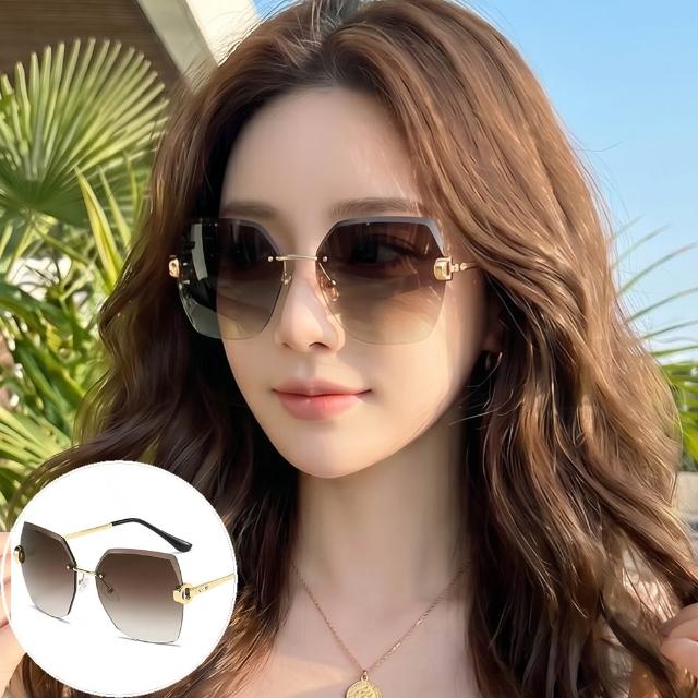 【Seoul Show 首爾秀】無框水晶切邊鑲鑽防曬遮陽太陽眼鏡UV400墨鏡 9027
