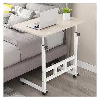 【Ashley House】升級床邊沙發萬用升降桌(金屬橫桿 煞車輪 邊桌 懶人桌 電腦桌 小茶几 床邊桌 照護桌)