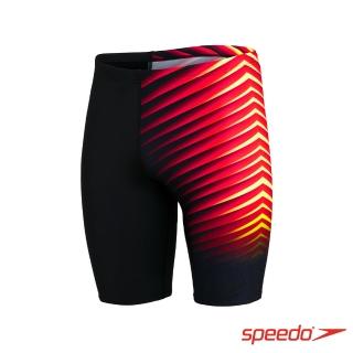 【SPEEDO】男 運動及膝泳褲 Placement(黑/紅)