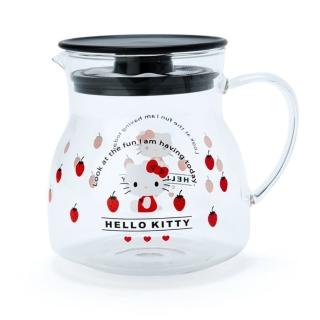 【小禮堂】Hello Kitty 耐熱玻璃茶壺 透明茶壺 熱水壺 咖啡壺 飲料壺 500ml 《紅 2021新生活》