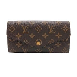 【Louis Vuitton 路易威登】Sarah系列 Monogram帆布信封暗釦長夾(M62234-紫紅)
