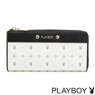 【PLAYBOY】L拉長夾  白色黑晶兔系列(米白色)