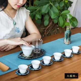 【先藝堂】蓮蓬雨露景泰藍茶盤套(茶道茶具)