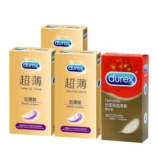 【Durex杜蕾斯】超薄裝衛生套12入+超薄勁潤裝5入*3盒