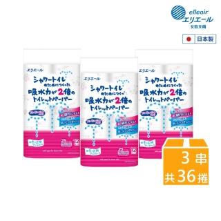 【日本大王】elleair溫水洗淨便座專用衛生紙12捲/串_花香(3串組)