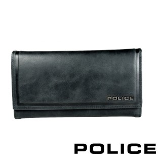 【POLICE】義大利潮牌 頂級小牛皮鈕扣翻蓋長夾(復古系列)