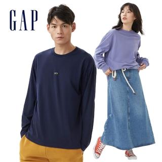 【GAP】女裝 厚磅密織 碳素軟磨系列 Logo長袖T恤(多色可選)