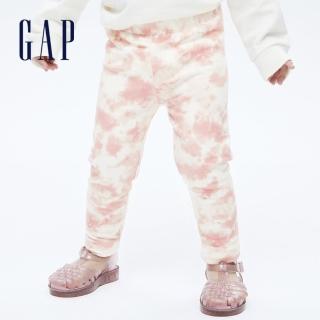 【GAP】女幼童 紮染印花針織長褲(732878-粉色紮染)