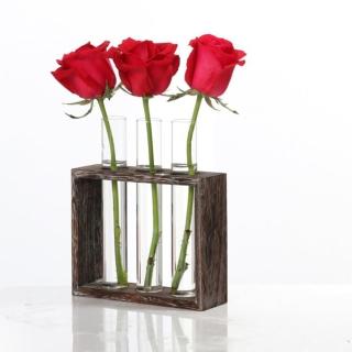 【JEN】簡約創意木架玻璃試管花架花瓶花器桌面擺飾居家裝飾(3管)