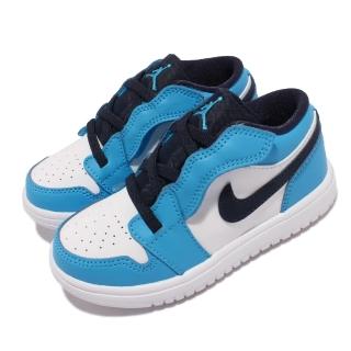 【NIKE 耐吉】休閒鞋 Jordan 1 Low Alt TD 童鞋 喬丹一代 魔鬼氈 輕便 舒適 穿搭 小童 藍 白(CI3436-144)