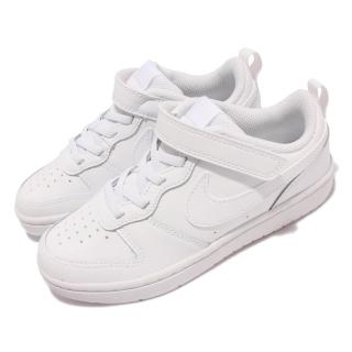 【NIKE 耐吉】休閒鞋 Court Borough Low 2 童鞋 魔鬼氈 舒適 小白鞋 中童 休閒穿搭 白(BQ5451-100)