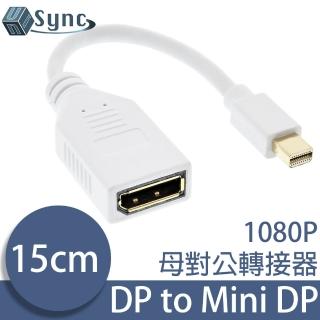 【UniSync】DisplayPort母轉Mini DisplayPort公轉接器 白/15cm