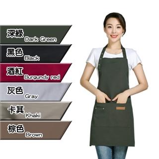 韓版金屬扣掛脖肩帶款素面圍裙(XU多色任選素面圍裙日韓短版INS輕工業風)