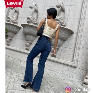 【LEVIS】女款 High Flare復古超高腰合身大寬管牛仔長褲 /精工深藍染水洗 /有機面料 /彈性 熱賣單品