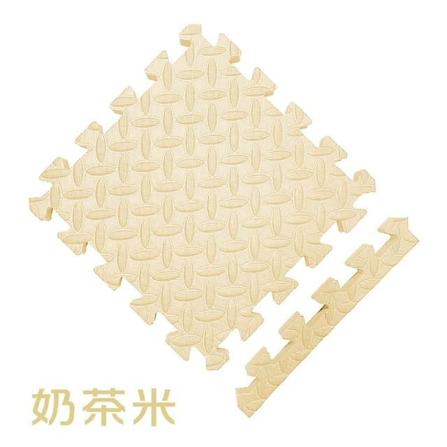【MOMOTARO 桃太郎地墊】台灣製極厚2.5CM拼接超Q樹葉紋32x32無毒防滑巧拼地墊-附邊條(36片裝-約1坪)