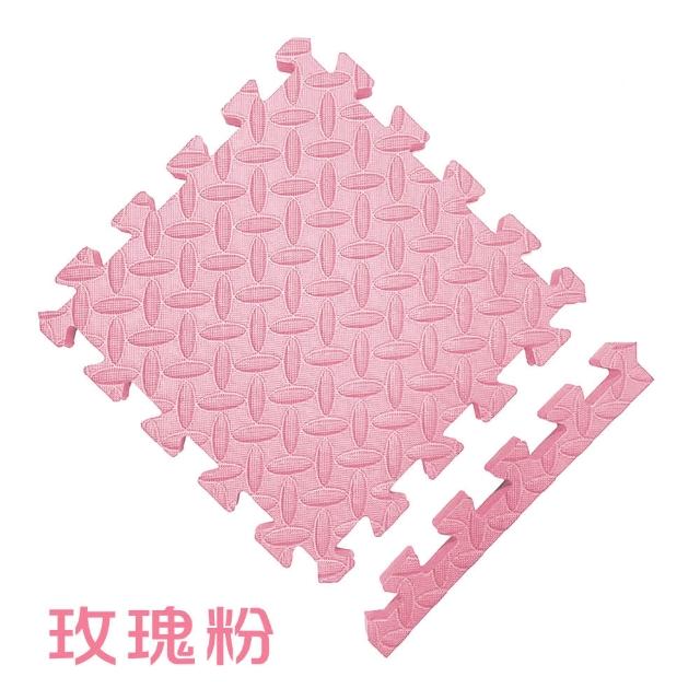 【MOMOTARO 桃太郎地墊】台灣製極厚2.5CM拼接超Q樹葉紋32x32無毒防滑巧拼地墊-附邊條(36片裝-約1坪)