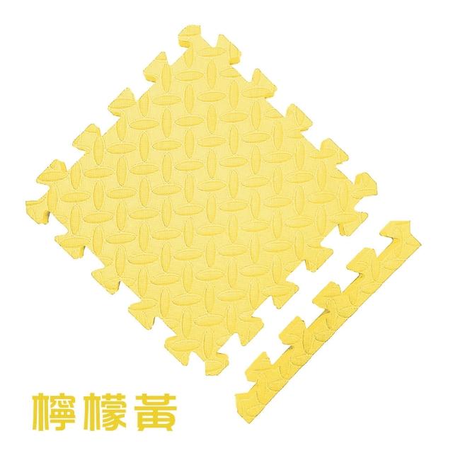 【MOMOTARO 桃太郎地墊】台灣製極厚2.5CM拼接超Q樹葉紋32x32無毒防滑巧拼地墊-附邊條(36片裝-約1坪)