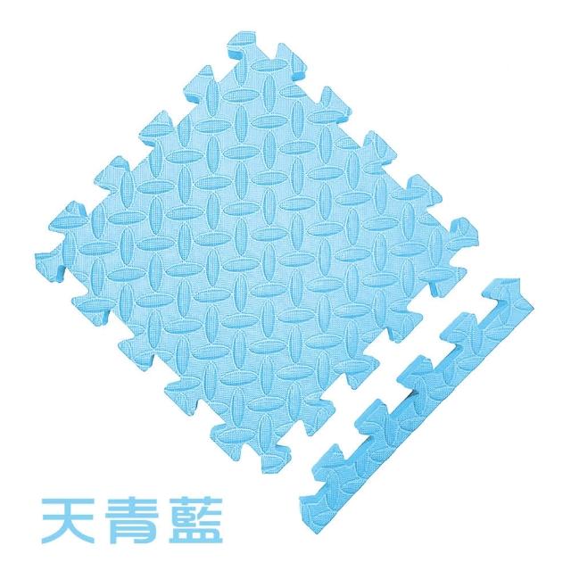 【MOMOTARO 桃太郎地墊】台灣製極厚2.5CM拼接超Q樹葉紋32x32無毒防滑巧拼地墊-附邊條(36片裝-約1坪)