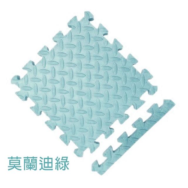 【MOMOTARO 桃太郎地墊】台灣製極厚2.5CM拼接超Q樹葉紋32x32無毒防滑巧拼地墊-附邊條(36片裝-約1坪)