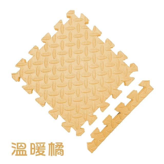 【MOMOTARO 桃太郎地墊】台灣製極厚2.5CM拼接超Q樹葉紋32x32無毒防滑巧拼地墊-附邊條(36片裝-約1坪)
