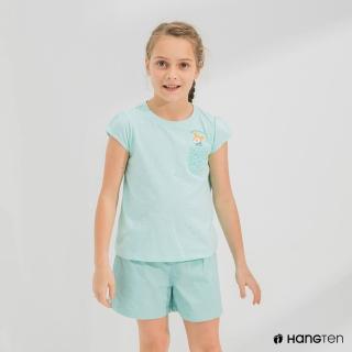 【Hang Ten】女童-Hello Kitty蕾絲口袋短袖T恤-淺綠
