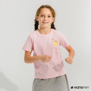 【Hang Ten】童裝-Hello Kitty左胸印花短袖T恤-淺粉