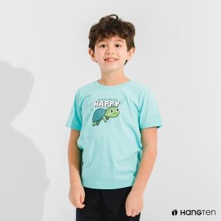 【Hang Ten】童裝-Big Blue有機棉印花短袖T恤-淺綠