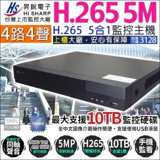 【KINGNET】台灣晶片 4路監控主機 500萬 H.265 手機遠端 DVR 昇銳電子(HQ系列主機)