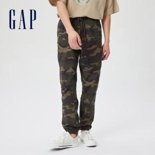 【GAP】男裝 時尚通勤鬆緊卡其褲(842136-綠色迷彩)