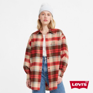 【LEVIS】女款 工裝格紋襯衫外套 / Oversize寬鬆版型 / 天絲棉 / 回收再造纖維 熱賣單品