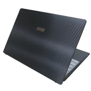 【Ezstick】MSI 微星 Modern 14 B10 黑色卡夢紋機身貼(含上蓋貼、鍵盤週圍貼、底部貼)