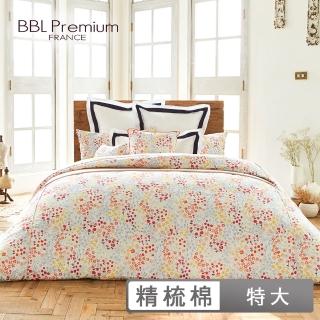 【BBL Premium】100％精梳棉印花兩用被床包組-花果盛夏-素色版(特大)