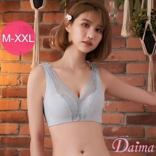 【Daima 黛瑪】速乾透氣。調整型M-2L無鋼圈V型蕾絲美背內衣(灰色)