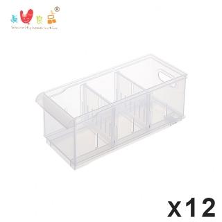 【真心良品】諾可隔板多用途整理盒小款_附輪-12入(MIT台灣製 浴室廚房/瓶罐/衣物/雜物置物盒)
