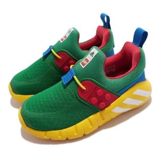 【adidas 愛迪達】休閒鞋 RapidaZEN LEGO I 童鞋 愛迪達 樂高 聯名 襪套 舒適 小童 綠 黃(H05285)